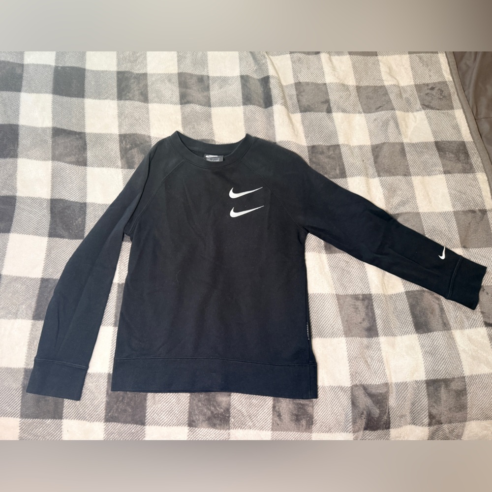 Nike Black Sweatshirt with Dual White Swooshes